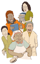 ilustracao funcionarios de escola