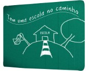 logo do programa tem uma escola no caminho