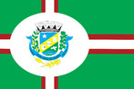 Representada em sinopla (verde), por simbolizar heraldicamente a juventude, a esperana, a alegria, a fertilidade do solo, bem como os campos verdejantes que constituem a esperana sempre renovada e a alegria do povo. As faixas que esquartejam a bandeira, formam uma cruz que representam o topnimo da cidade. As faixetas extremas que compem esta cruz so goles (vermelho), uma homenagem ao fundador do Municpio, goles por ser o esmalte representativo da audcia, da altivez e da glria. Smbolo de dedicao, amor ptrio, intrepidez, coragem, valentia, entusiasmo, vida e fora. Qualidades estas, dignas de seu fundador Sr. Antonio Villas Boas, que jamais trepidou em afrontar as asperezas da luta para dar melhores condies ao povo de seu Municpio. A parte central da faixa  branca, simbolizando a paz, a pureza, a religiosidade e o esprito de ordem e trabalho de seu povo. No ponto de interseco das faixas, est o centro de um crculo que se funde com as faixetas brancas da bandeira. O crculo branco  o smbolo herldico da eternidade, porque se trata de uma figura geomtrica que no tem princpio nem fim, e na bandeira representa ainda a prpria cidade sede do municpio. No  centro deste crculo se insere o Braso de Armas.